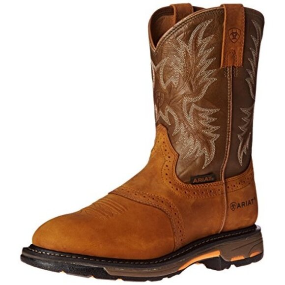 Ariat Men’s Workhog 10.5 D Medium Brown Leather Work Boots Electrical Soft Toe - Picture 8 of 12